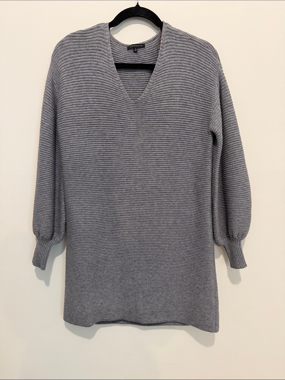 Staccato M V-Neck Ribbed Sweater Dress- Gray